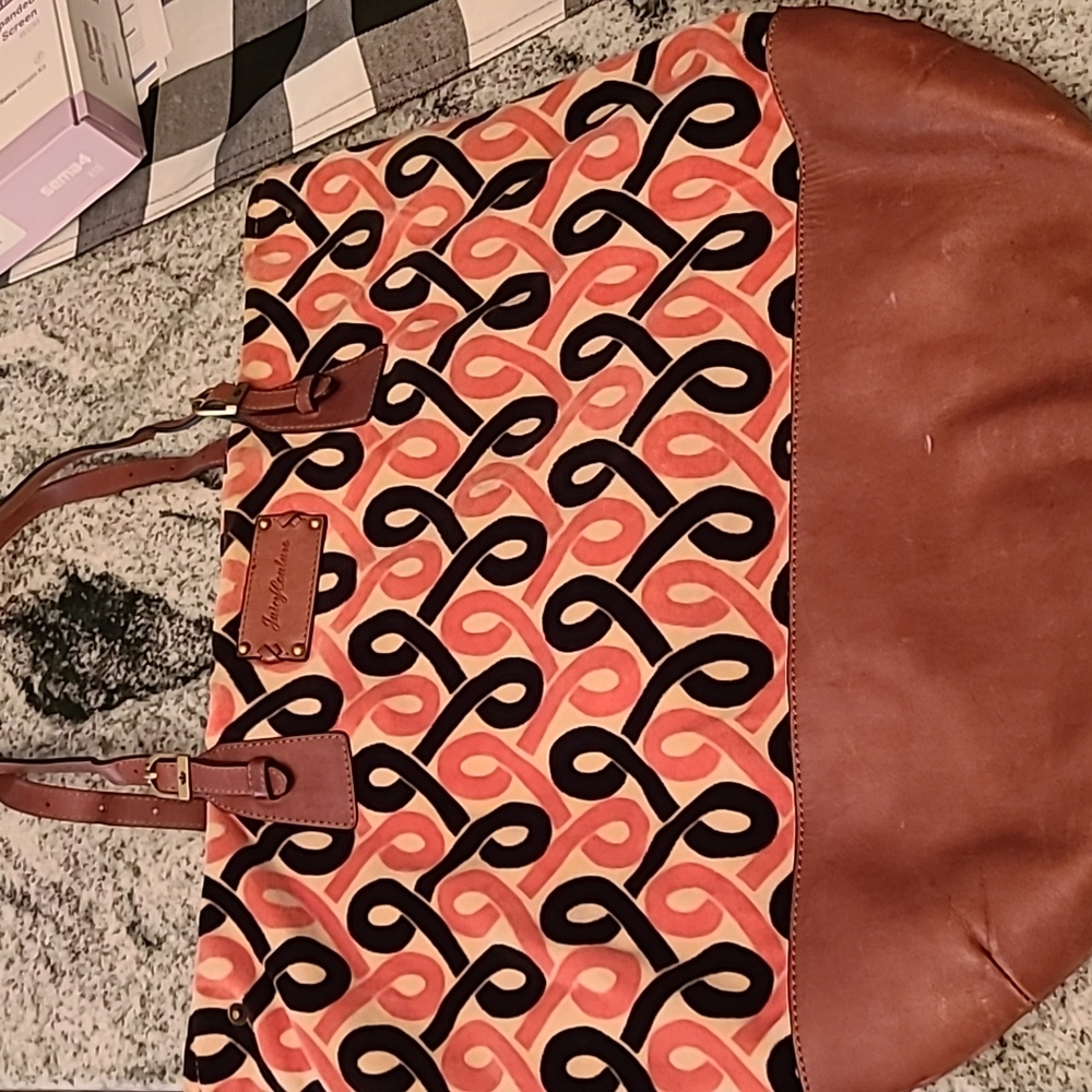 Juicy Couture velour and leather hobo tote bag